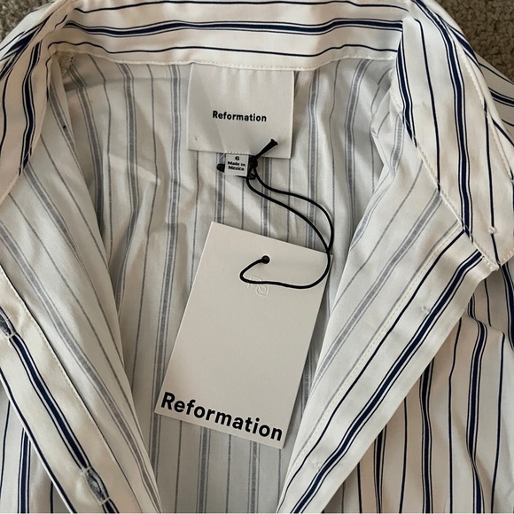 Reformation Black and White Striped Button-Down Shirt - Picture 8 of 9